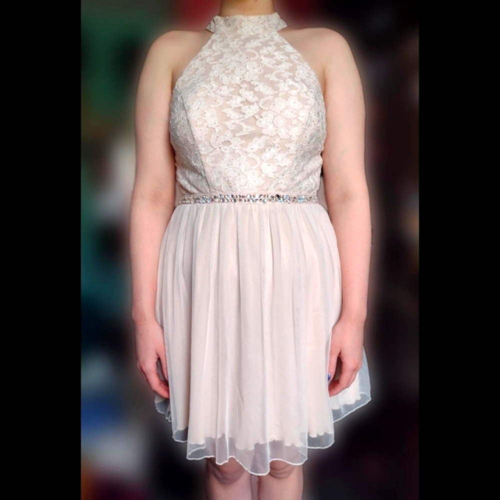 Speechless Pink Beige Beaded Dress Dress Size Large